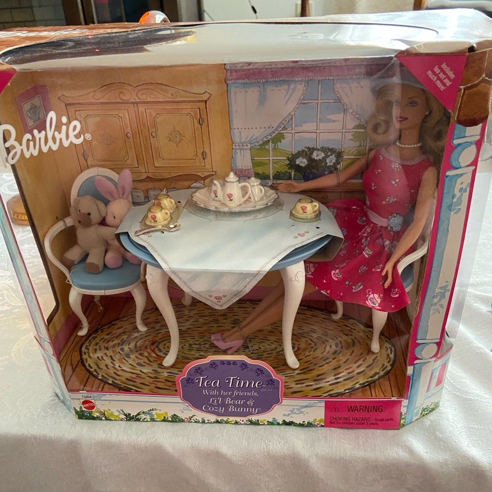 NIB Tea Time Barbie & Lil Bear & Cozy Bunny lots great Easter Doll